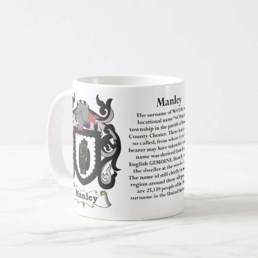 マグManley家族の紋章付き外衣 コーヒーマグカップ (正面左)