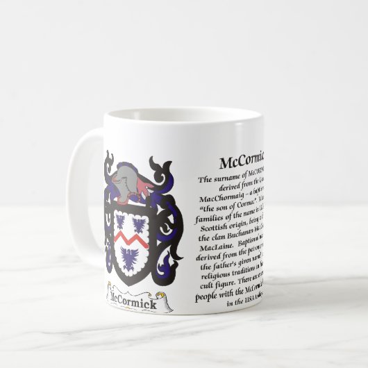 マグMcCormick家族の紋章付き外衣 コーヒーマグカップ (正面左)