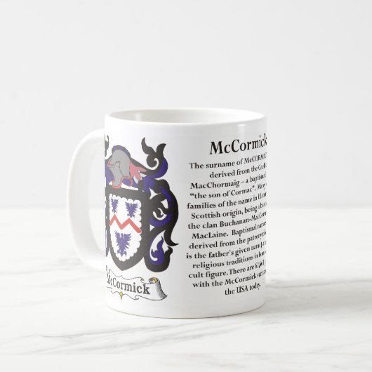 マグMcCormick家族の紋章付き外衣 コーヒーマグカップ (正面左)