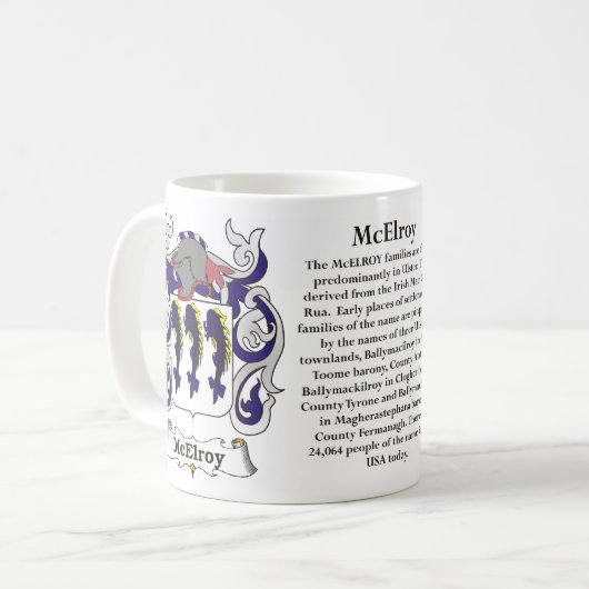 マグMcElroy家族の紋章付き外衣 コーヒーマグカップ (正面左)
