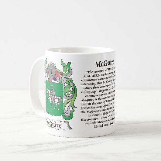 マグMcGuire家族の紋章付き外衣 コーヒーマグカップ (正面左)