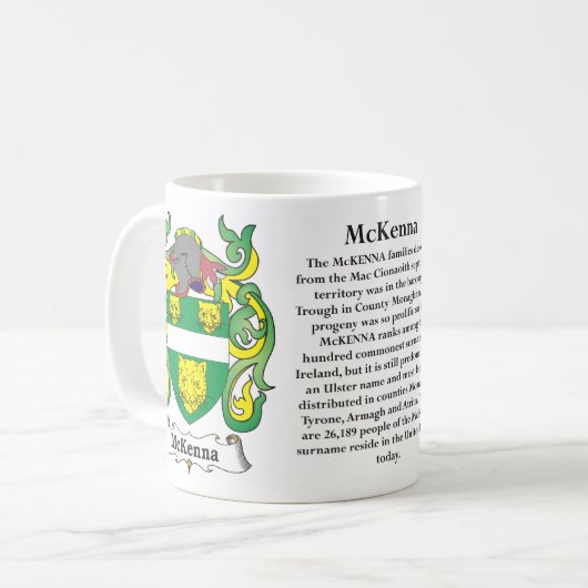 マグMcKenna家族の紋章付き外衣 コーヒーマグカップ (正面左)