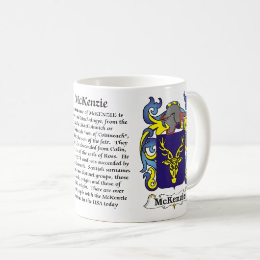 マグMcKenzie家族の紋章付き外衣 コーヒーマグカップ (正面右)