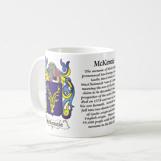 マグMcKenzie家族の紋章付き外衣 コーヒーマグカップ (正面左)