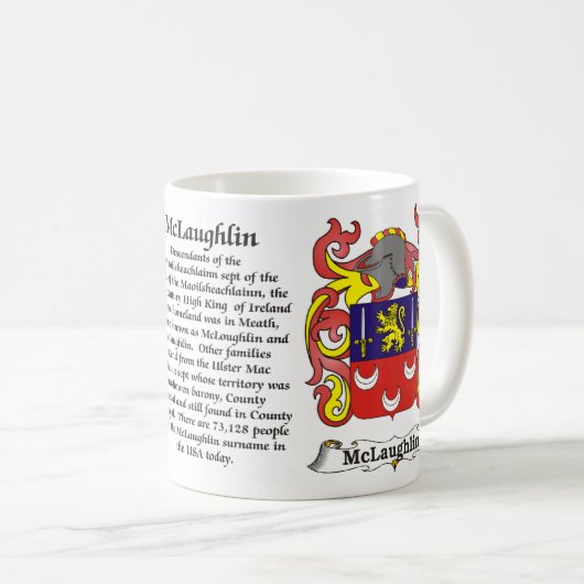 マグMcLaughlin家族の紋章付き外衣 コーヒーマグカップ (正面右)