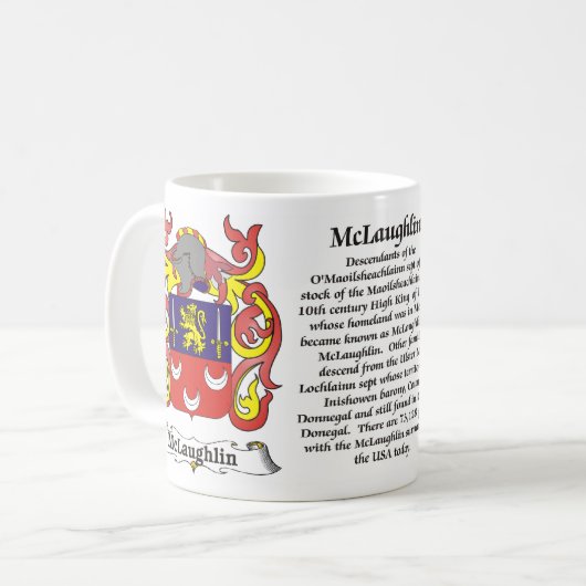 マグMcLaughlin家族の紋章付き外衣 コーヒーマグカップ (正面左)