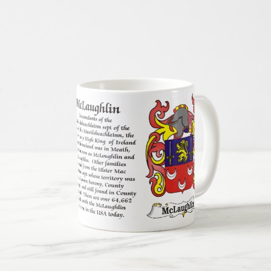 マグMcLaughlin家族の紋章付き外衣 コーヒーマグカップ (正面右)