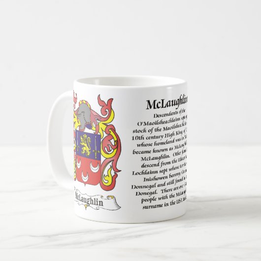 マグMcLaughlin家族の紋章付き外衣 コーヒーマグカップ (正面左)