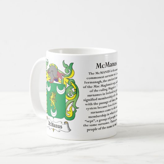 マグMcManus家族の紋章付き外衣 コーヒーマグカップ (正面左)