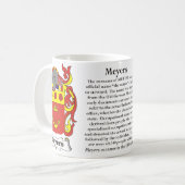 マグMeyers家族の紋章付き外衣 コーヒーマグカップ (正面左)