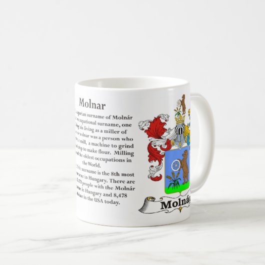 マグMolnar家族の紋章付き外衣 コーヒーマグカップ (正面右)