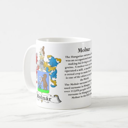 マグMolnar家族の紋章付き外衣 コーヒーマグカップ (正面左)