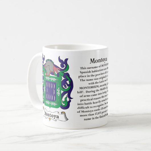 マグMontoya家族の紋章付き外衣 コーヒーマグカップ (正面左)