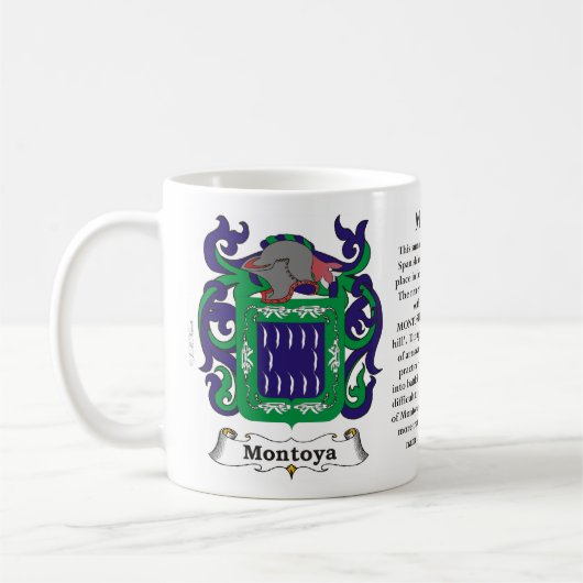マグMontoya家族の紋章付き外衣 コーヒーマグカップ (左)