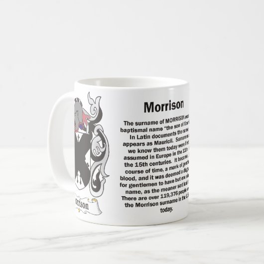 マグMorrison家族の紋章付き外衣 コーヒーマグカップ (正面左)