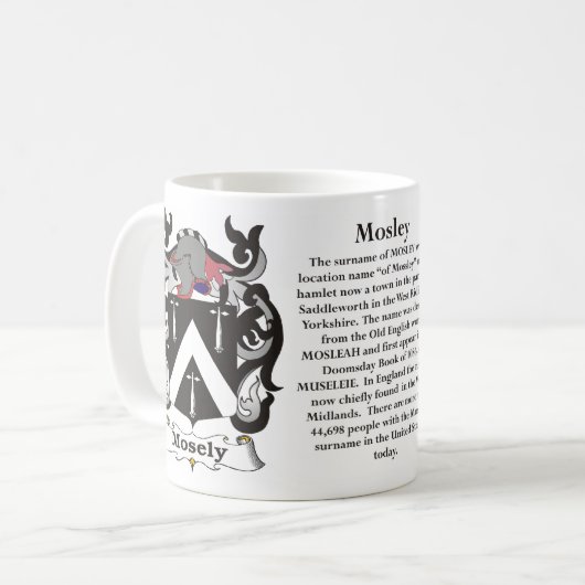 マグMosley家族の紋章付き外衣 コーヒーマグカップ (正面左)