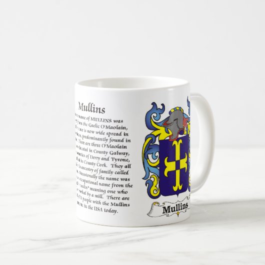 マグMullins家族の紋章付き外衣 コーヒーマグカップ (正面右)