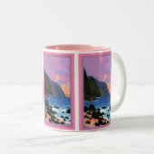 マグNaPaliの日没のマゼンタに満ちた空 ツートーンマグカップ (正面右)