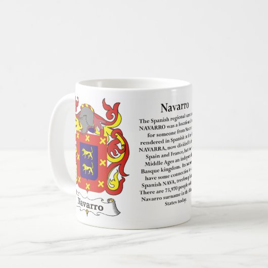 マグNavarro家族の紋章付き外衣 コーヒーマグカップ (正面左)