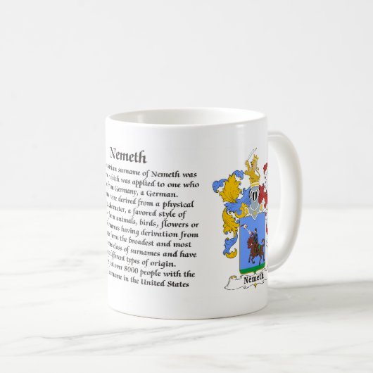 マグNemeth家族のハンガリーの紋章付き外衣 コーヒーマグカップ (正面右)