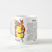 マグOlson家族の紋章付き外衣 コーヒーマグカップ (正面左)