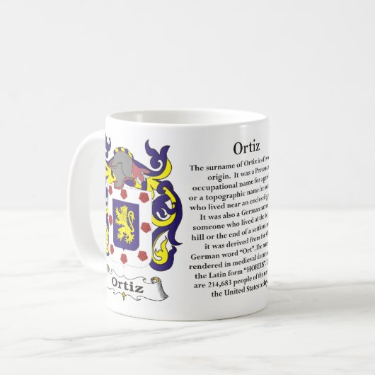 マグOrtiz家族の紋章付き外衣 コーヒーマグカップ (正面左)