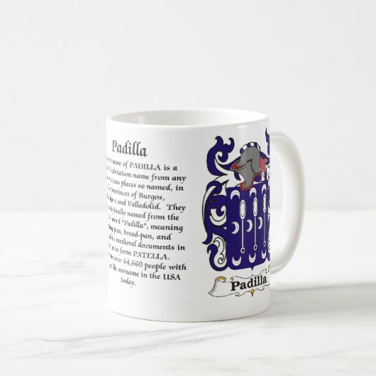 マグPadilla家族の紋章付き外衣 コーヒーマグカップ (正面右)