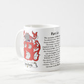マグParrish家族の紋章付き外衣 コーヒーマグカップ (正面左)