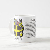 マグPatton家族の紋章付き外衣 コーヒーマグカップ (正面左)