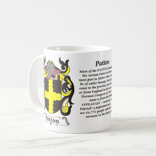マグPatton家族の紋章付き外衣 コーヒーマグカップ (正面左)