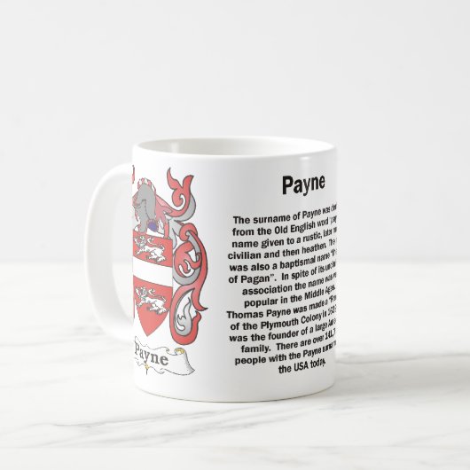 マグPayne家族の紋章付き外衣 コーヒーマグカップ (正面左)