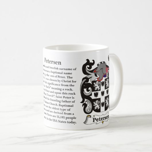 マグPetersen家族の紋章付き外衣 コーヒーマグカップ (正面右)