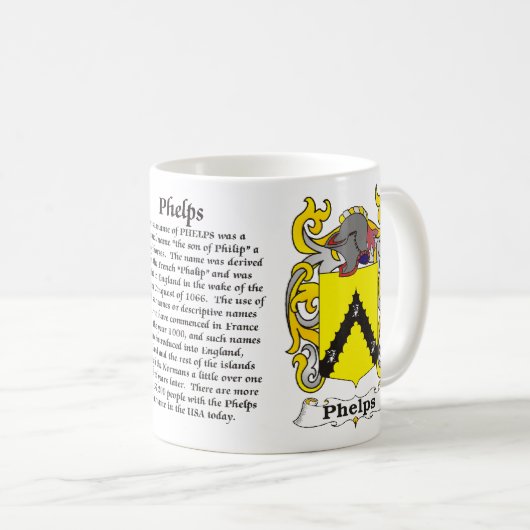 マグPhelps家族の紋章付き外衣 コーヒーマグカップ (正面右)