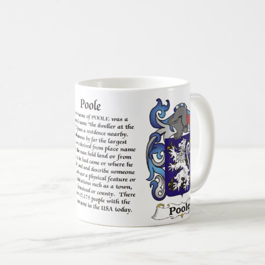 マグPoole家族の紋章付き外衣 コーヒーマグカップ (正面右)