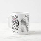 マグReese家族の紋章付き外衣 コーヒーマグカップ (正面左)