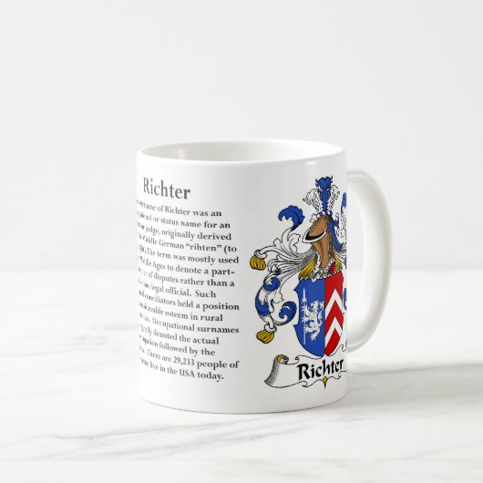マグRichter家族のドイツの紋章付き外衣 コーヒーマグカップ (正面右)
