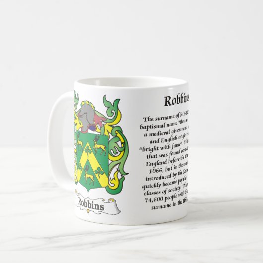 マグRobbins家族の紋章付き外衣 コーヒーマグカップ (正面左)