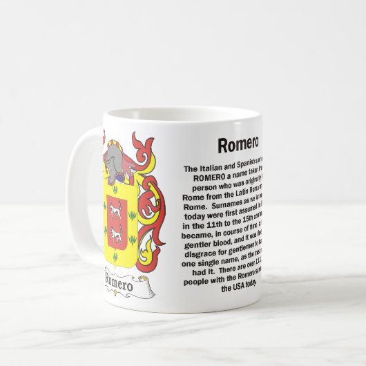 マグRomero家族の紋章付き外衣 コーヒーマグカップ (正面左)