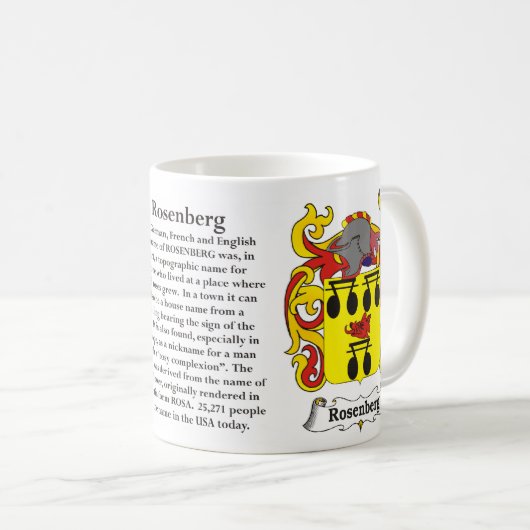 マグRosenberg家族の紋章付き外衣 コーヒーマグカップ (正面右)