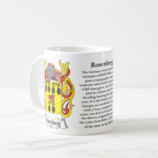 マグRosenberg家族の紋章付き外衣 コーヒーマグカップ (正面左)