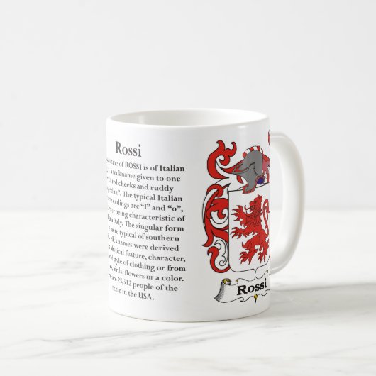 マグRossi家族の紋章付き外衣 コーヒーマグカップ (正面右)