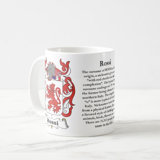 マグRossi家族の紋章付き外衣 コーヒーマグカップ (正面左)