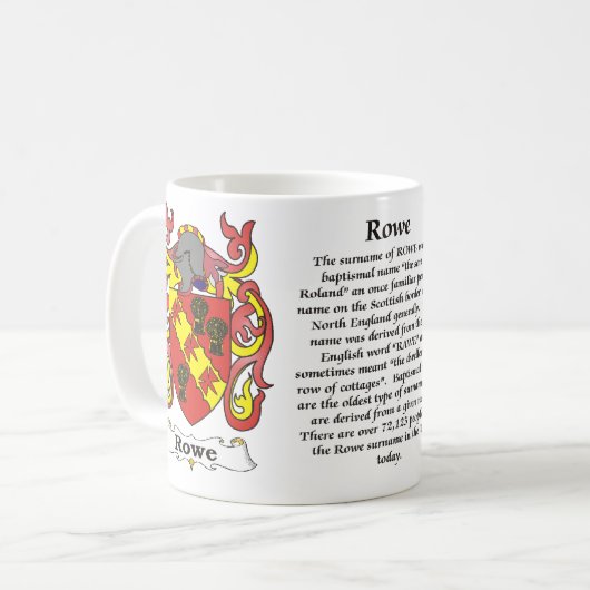 マグRowe家族の紋章付き外衣 コーヒーマグカップ (正面左)