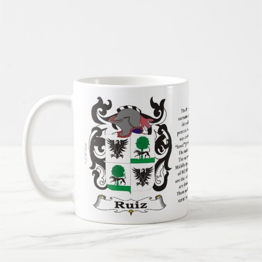 マグRuiz家族の紋章付き外衣 コーヒーマグカップ (左)