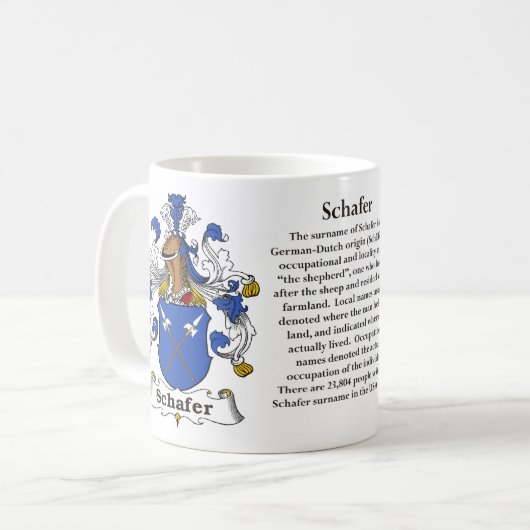 マグSchafer家族の紋章付き外衣 コーヒーマグカップ (正面左)