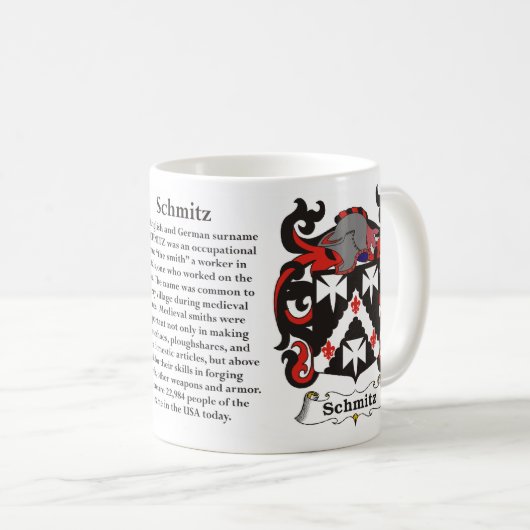 マグSchmitz家族の紋章付き外衣 コーヒーマグカップ (正面右)