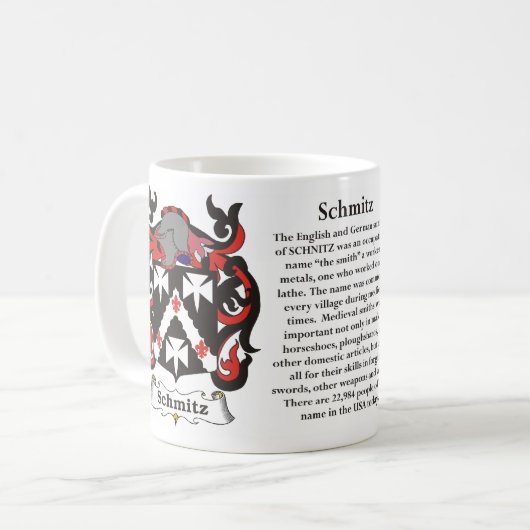 マグSchmitz家族の紋章付き外衣 コーヒーマグカップ (正面左)