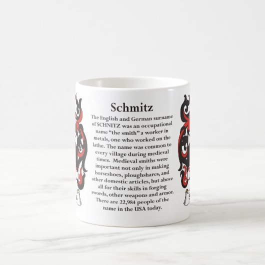 マグSchmitz家族の紋章付き外衣 コーヒーマグカップ (中央)