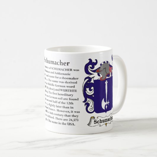 マグSchumacher家族の紋章付き外衣 コーヒーマグカップ (正面右)