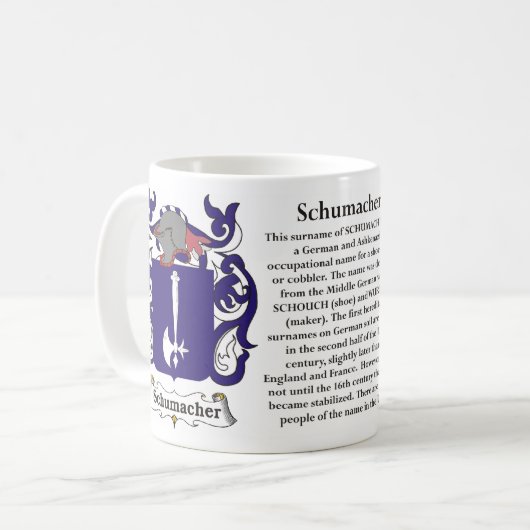マグSchumacher家族の紋章付き外衣 コーヒーマグカップ (正面左)
